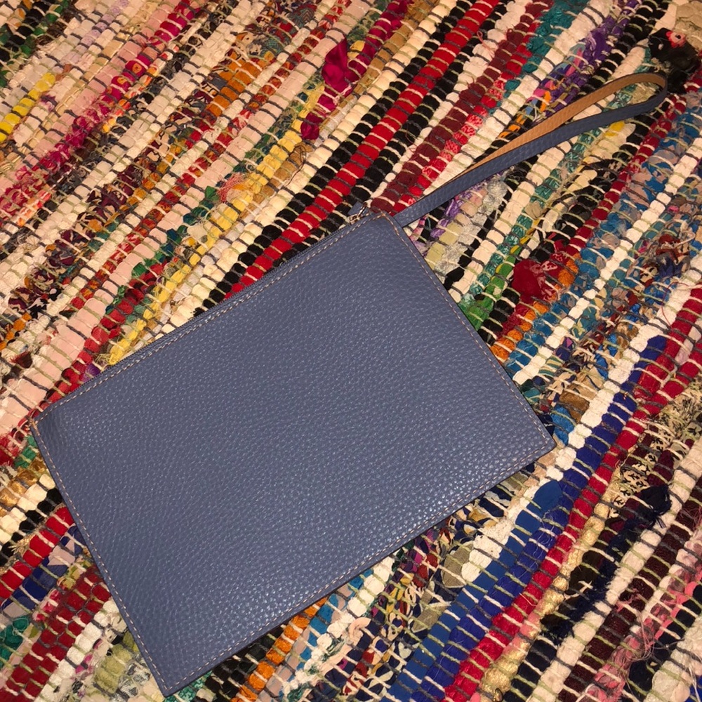 Blue Leather Wristlet